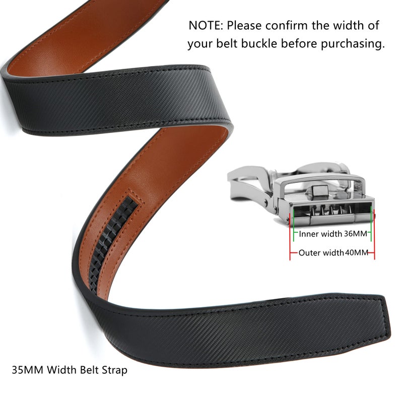 CHAOREN CHAOREN Ratchet Belt Replacement Strap 1 3/8”, Leather Belt Strap for 40MM Slide Click Buckle  - Image 2