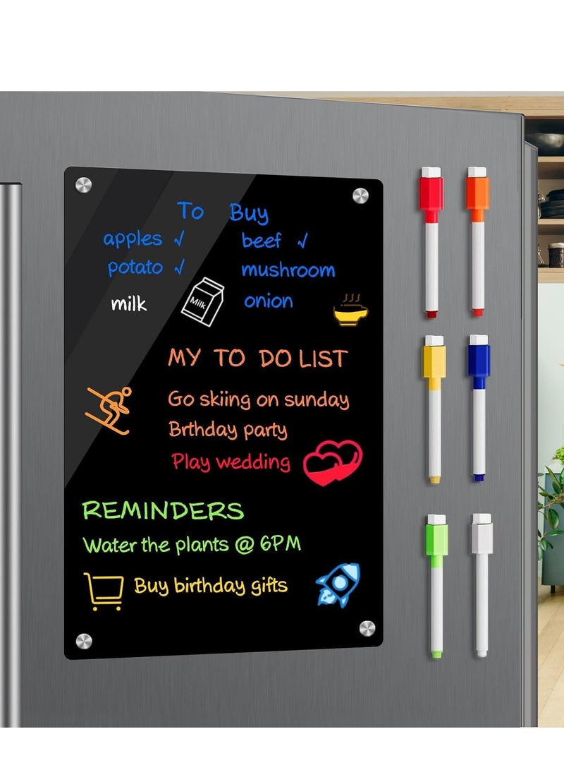 SYOSI Acrylic Magnetic Dry Erase Board for Fridge, Reusable Clear Magnet Calendar for Refrigerator Monthly and Weekly Includes 6 Markers - Image 1