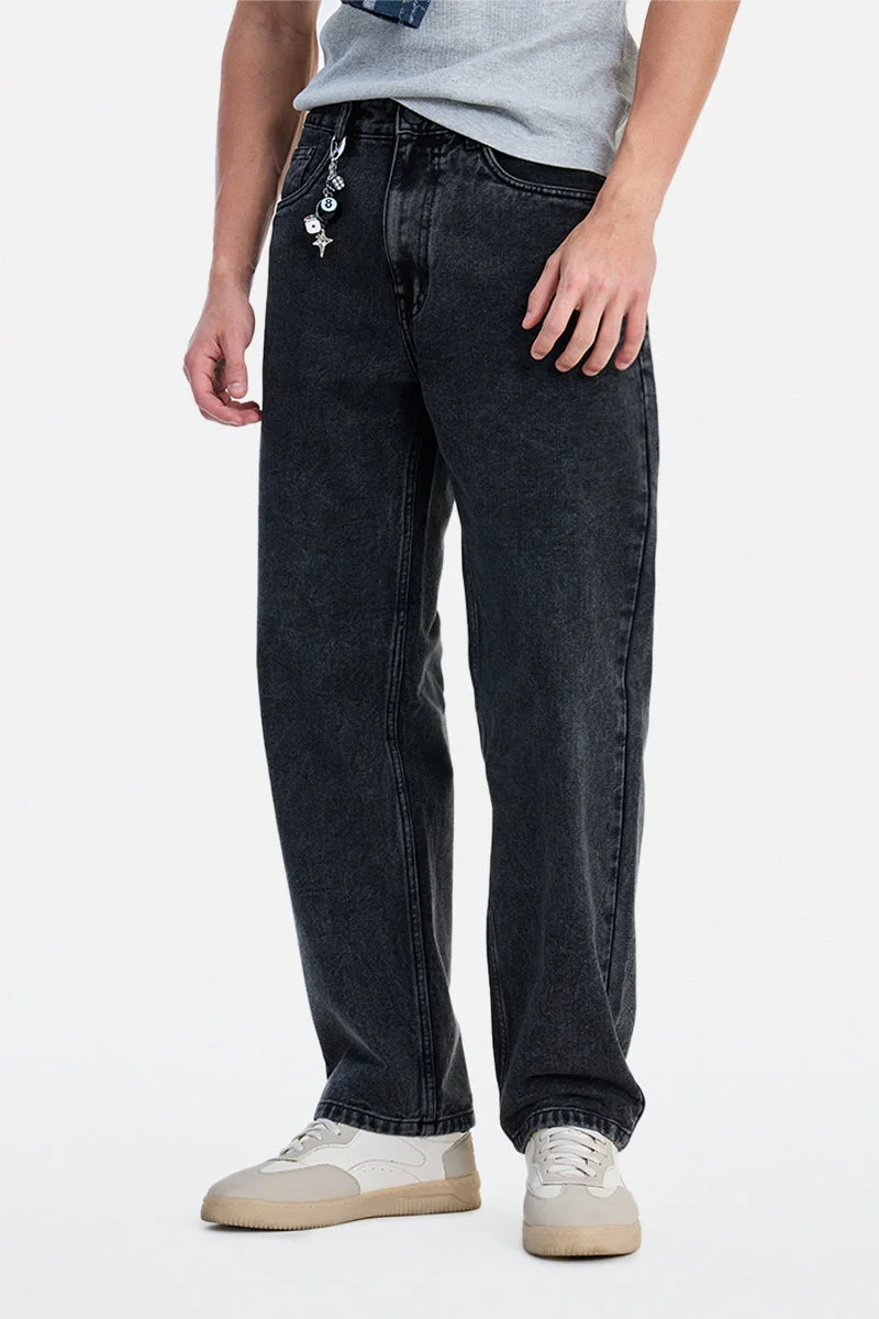 سنيتش Black Marble Wide Leg Streetwear Jeans