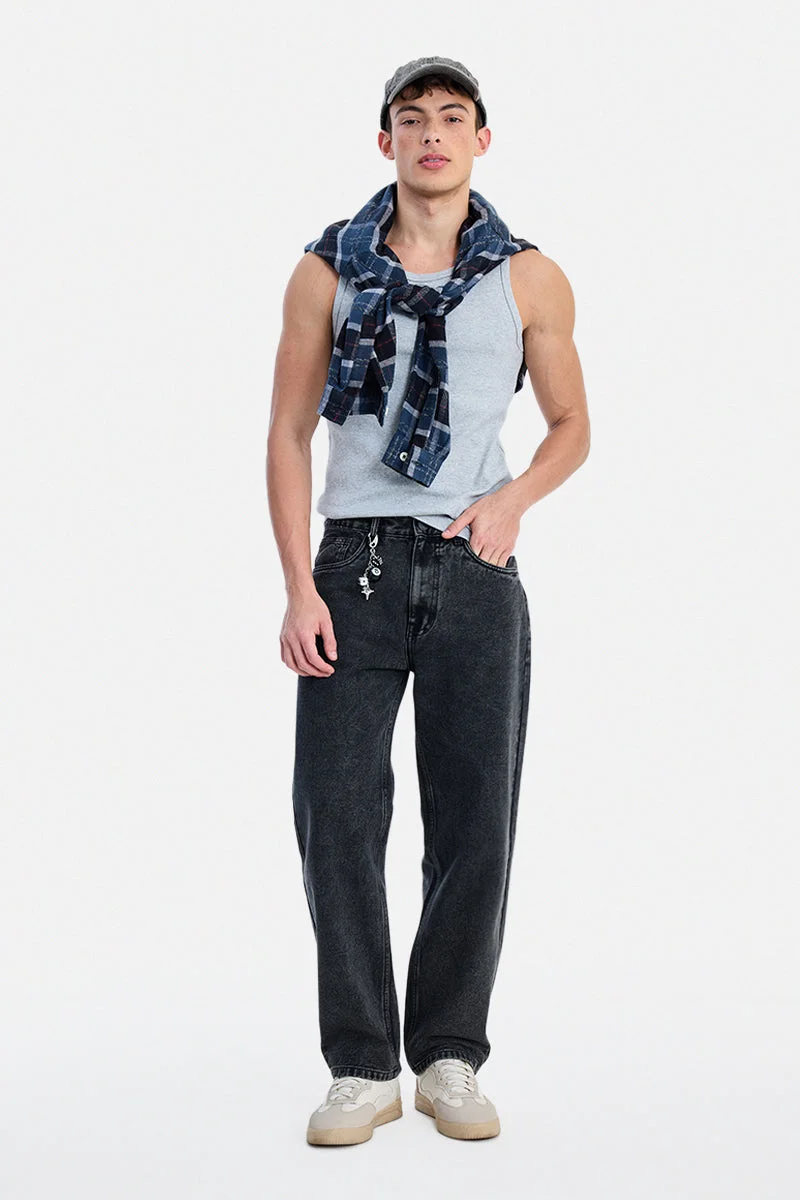 سنيتش Black Marble Wide Leg Streetwear Jeans