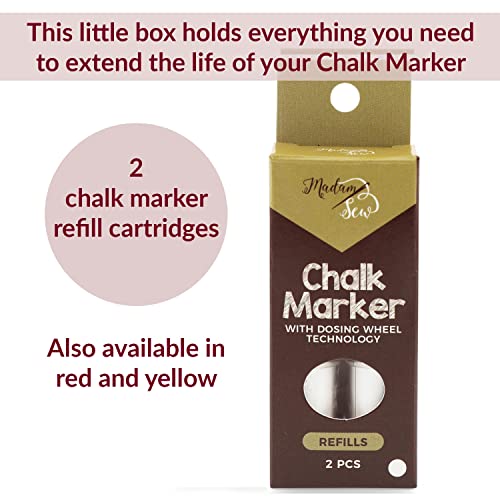 Madam Sew Fabric Chalk Markers for Sewing & Quilting | Refillable Tailors Chalk for Fabric Marking with Dosing Wheel | Ideal for Marking on Cotton, Knit, Suede (White) - Image 5