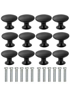 sokany 12 PCS Vintage Antique Black Knobs Handle Pulls, 30mm Brass Round Knobs for Cabinet Drawer Kitchen, Bathroom, Cupboard, Home Office Furniture (Black)  - Image 1