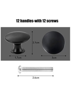 sokany 12 PCS Vintage Antique Black Knobs Handle Pulls, 30mm Brass Round Knobs for Cabinet Drawer Kitchen, Bathroom, Cupboard, Home Office Furniture (Black)  - Image 2
