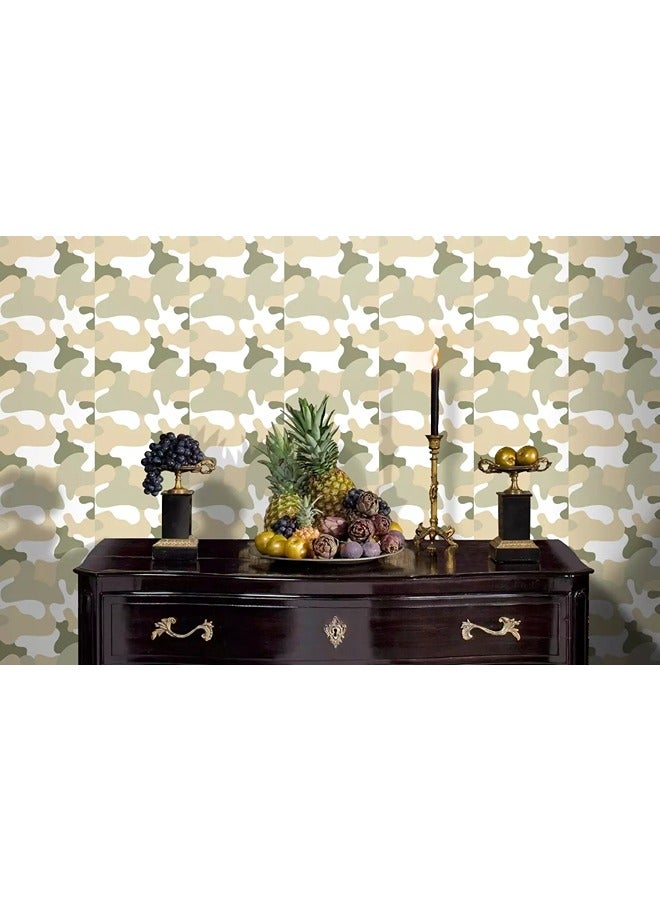 FAVOLA - Modern Camouflage Wallpaper - Abstract Neutral Camo Design - Stylish Wall Decor for Bedroom, Living Room, or Office