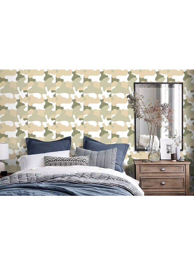 FAVOLA - Modern Camouflage Wallpaper - Abstract Neutral Camo Design - Stylish Wall Decor for Bedroom, Living Room, or Office