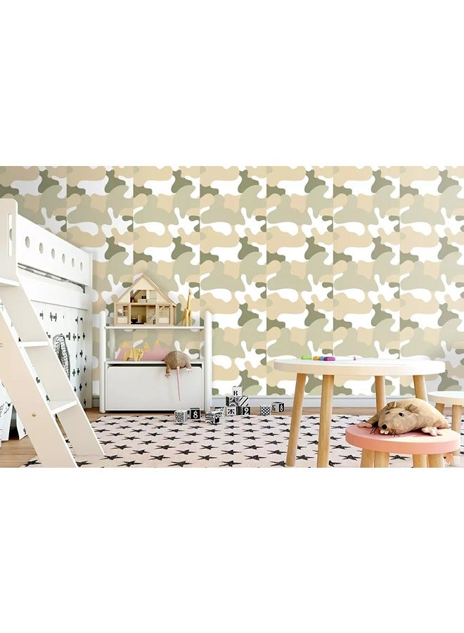 FAVOLA - Modern Camouflage Wallpaper - Abstract Neutral Camo Design - Stylish Wall Decor for Bedroom, Living Room, or Office