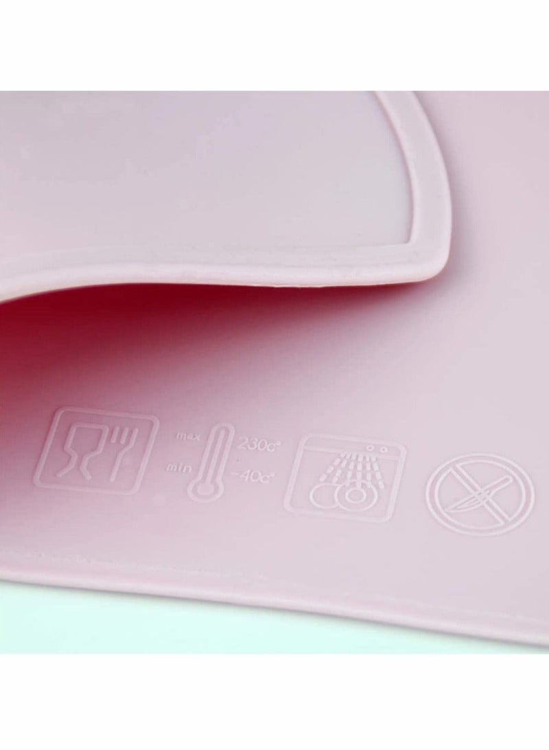 2 PCS Kids Place Mats, Silicone Cloud Shape Table Placemats Baby Feeding Plate Anti Slip Heat Proof Stain Resistant Washable Toddler Tablemat Portable Tableware (Grey, Pink, 18 x 10 Inch) - Image 4
