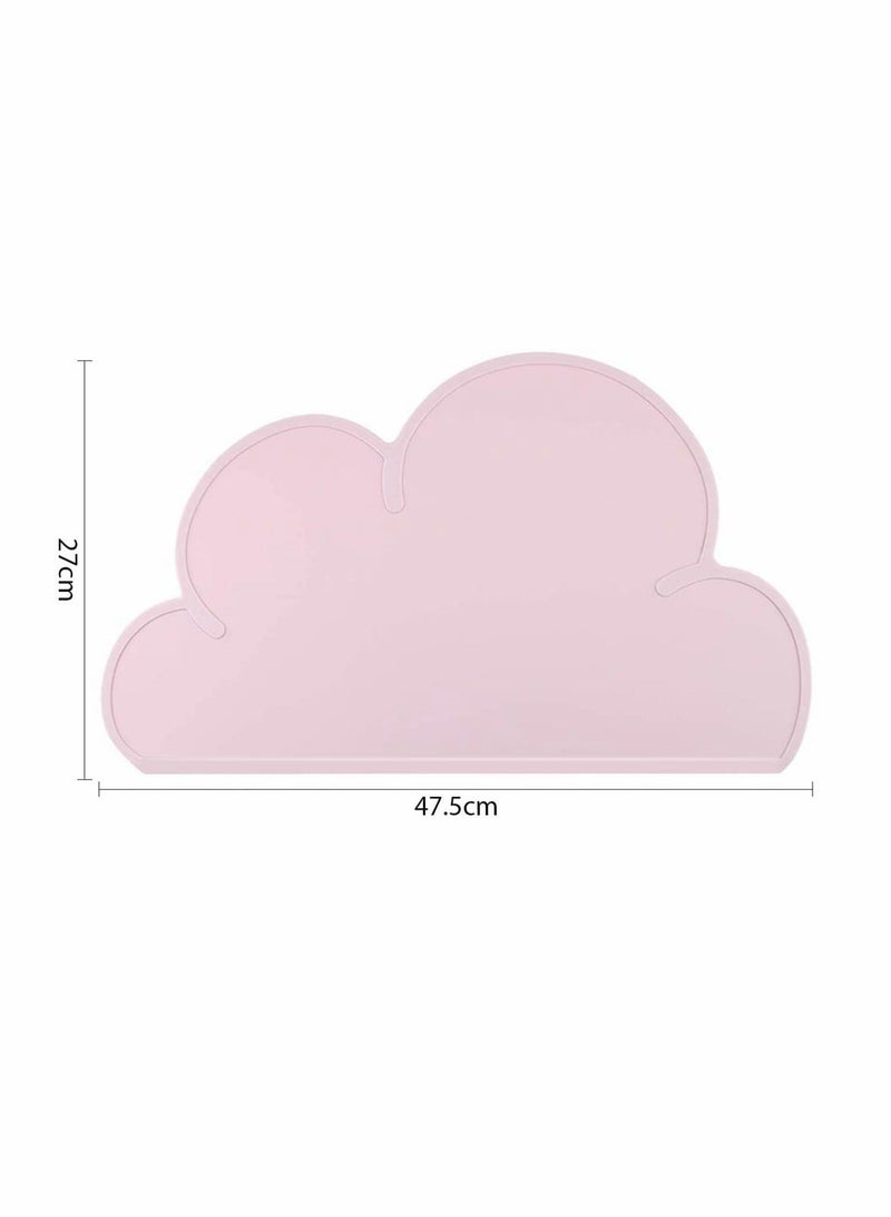 2 PCS Kids Place Mats, Silicone Cloud Shape Table Placemats Baby Feeding Plate Anti Slip Heat Proof Stain Resistant Washable Toddler Tablemat Portable Tableware (Grey, Pink, 18 x 10 Inch) - Image 2
