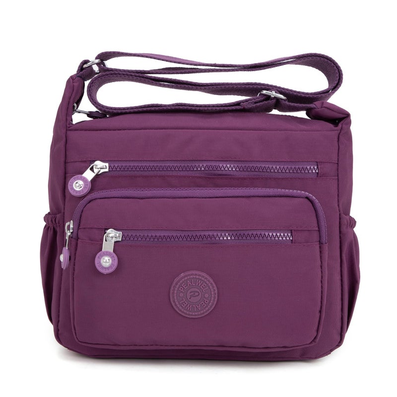 Pealwel Women Shoulder Handbag Roomy Multiple Pockets Bag Ladies Crossbody Purse Tote Top Handle Satchel(Purple) - Image 1