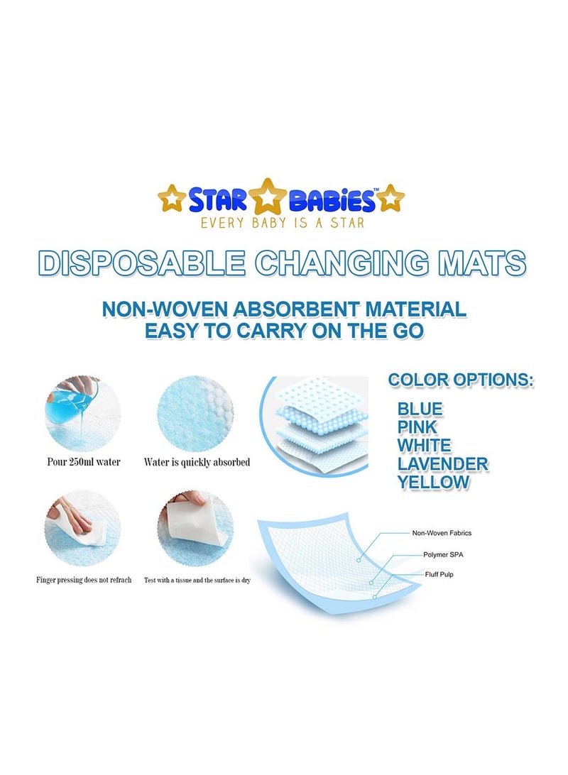 Star Babies Combo Pack (Disposable Changing mat 50pcs, Disposable Bibs 50pcs with  Disposable Breast Pad 10pcs) - White - Image 3