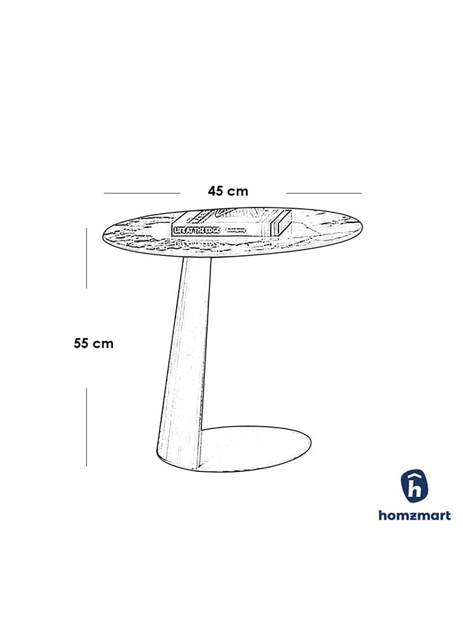 هومزمارت طاولة جانبية حديد وخشب رخامي وام دي اف ذهبي  وابيض -  45×45×55 سم - Image 2