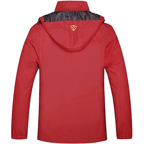 GIISAM Mens Windproof Jacket Waterproof Lightweight Mountain Sport Jacket for Men Hooded Windbreaker Raincoat(Red,L) - Image 3