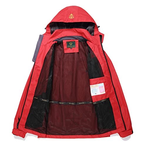 GIISAM Mens Windproof Jacket Waterproof Lightweight Mountain Sport Jacket for Men Hooded Windbreaker Raincoat(Red,L) - Image 4