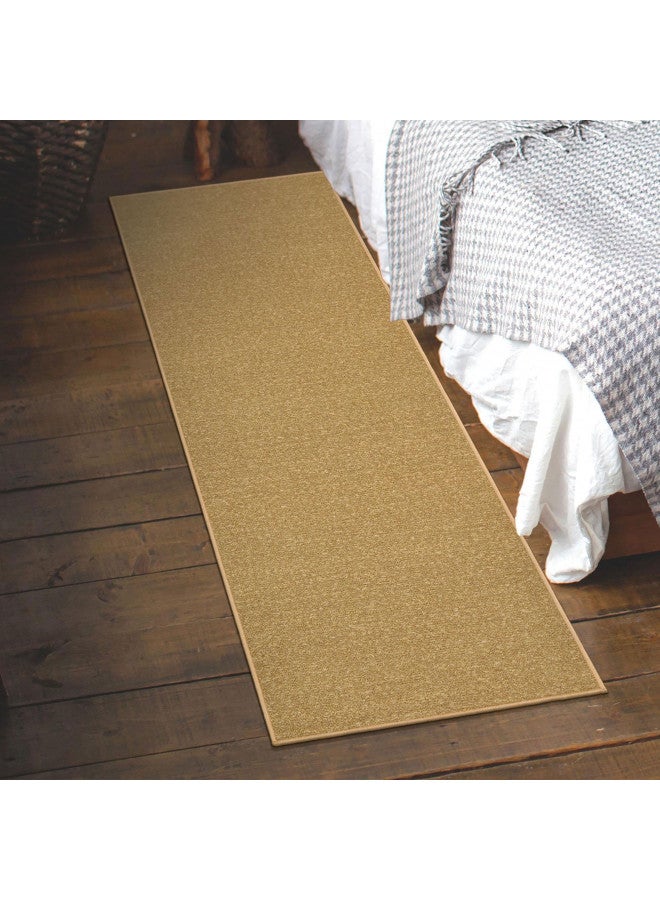 Ottomanson Machine Washable Modern Solid Design Non-Slip Rubberback 2x6 Traditional Runner Rug for Hallway, Kitchen, Bedroom, Living Room, 2'2" x 6', Beige - Image 2