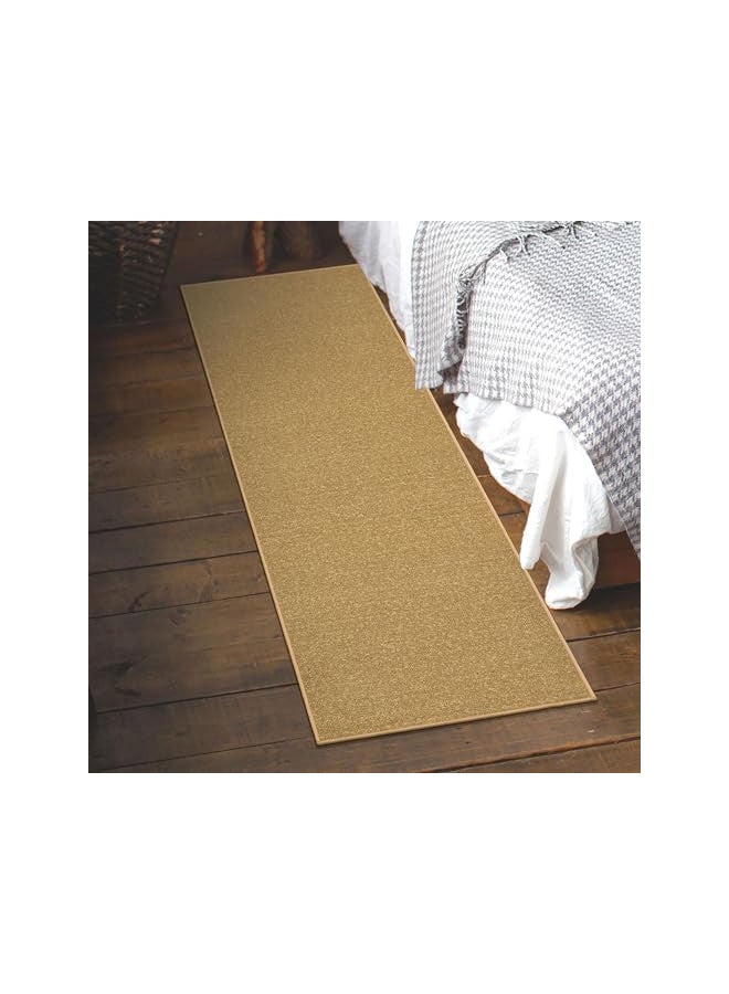 Ottomanson Machine Washable Modern Solid Design Non-Slip Rubberback 2x6 Traditional Runner Rug for Hallway, Kitchen, Bedroom, Living Room, 2'2" x 6', Beige - Image 1