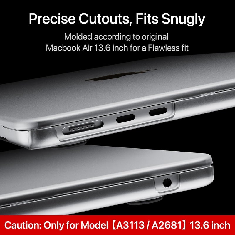 soonjet Compatible for MacBook Air 13.6 inch Case M4 M3 M2 2025 2024-2022 Release Model A3240 A3113 A2681, Sturdy Protective Hard Shell Case Cover for MacBook Air M2 13 inch - Matte Clear - Image 4