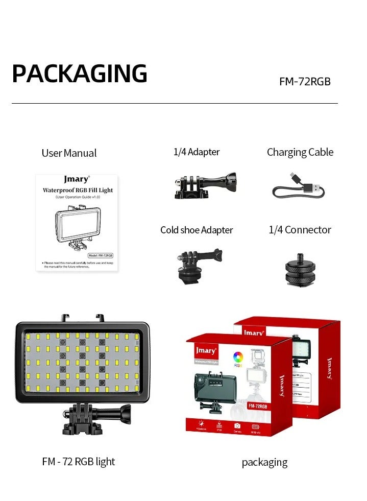 Jmary High-Performance Waterproof RGB Fill Light FM-72RGB Jmary with Multiple Lighting Modes - Image 5