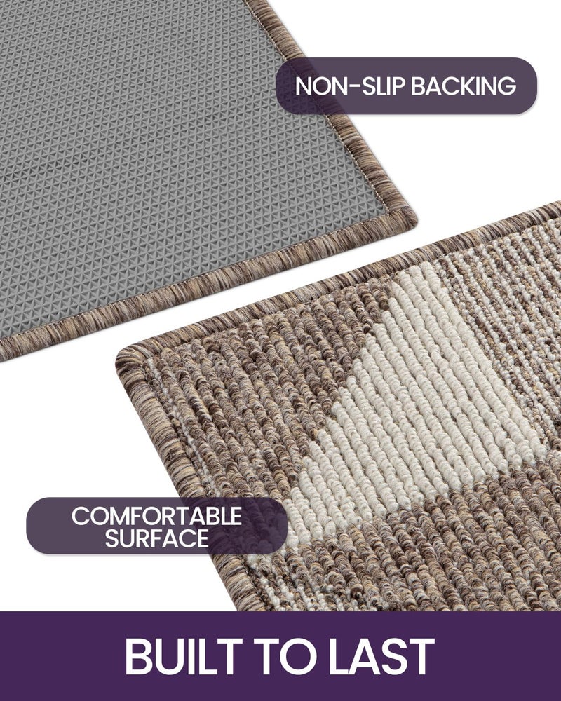 DEXI Front Door Mats for Entryway  Non Slip Washable Entry Doormat  Absorbent Resist Dirt Inside Floor Mat  Low-Profile Entrance Mat  35""X59""  Brown/White - Image 4