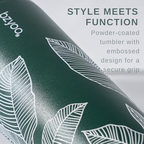 bzyoo SUP Double Wall Vacuum Insulated Tumbler with Straw and Lid Stainless Steel Water Bottle Travel Mug Cup Valentines Gifts For Him & Her, 24oz (710ml) Color: Leaf Green - Image 4