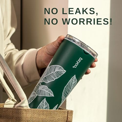 bzyoo SUP Double Wall Vacuum Insulated Tumbler with Straw and Lid Stainless Steel Water Bottle Travel Mug Cup Valentines Gifts For Him & Her, 24oz (710ml) Color: Leaf Green - Image 5