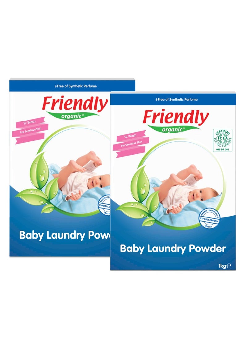 FRIENDLY ORGANIC Baby Laundry Powder 1Kg x 2 - Vegan Plant Derived Ingredient, 100% Organic Detergent  - Image 2