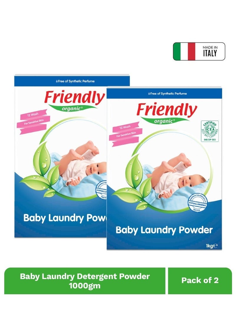 Friendly Organic Baby Laundry Detergent Powder Pack of 2 (2 Kg) | Lavender Scented Formula for Sensitive Skin | Gentle & Eco-Conscious Baby Clothes Wash - Image 1