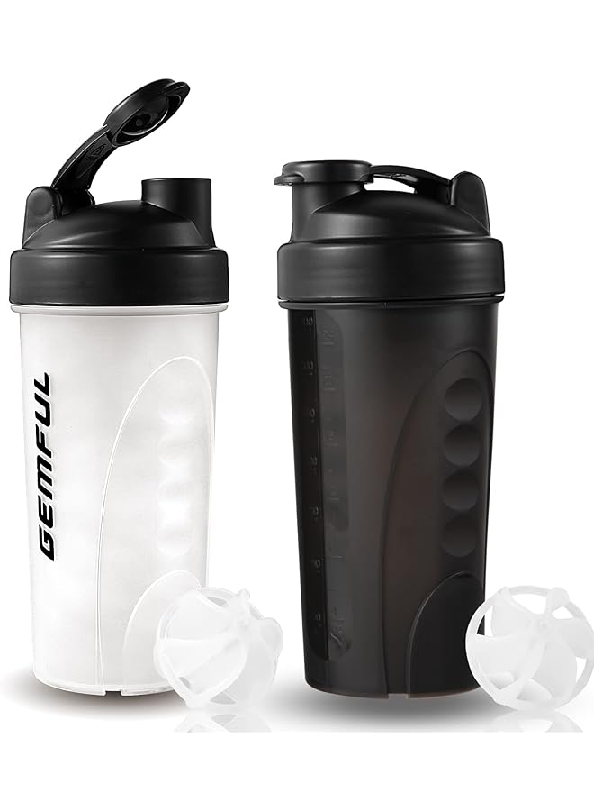 Zaboon زجاجة لمخفوقات البروتين خالية من BPA واقية من التسرب خلاط سموزي أكواب ماء 750 مل 2 عبوة - Image 1