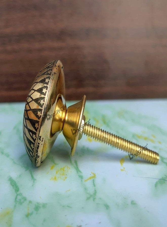 BnoSpace Gold Floral Etched Brass Cabinet Knobs for Cupboard Doors, Drawers, and Pulls - Set of 4 - Image 5