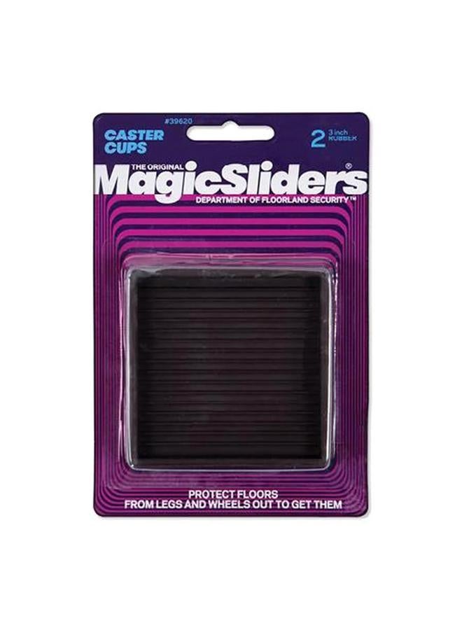 Magic Sliders 2-Piece Durable Square Rubber Caster Cups Brown 3inch 39620 - Image 2