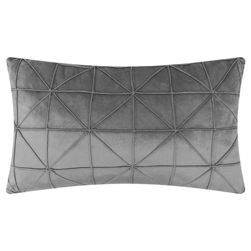 JWH Velvet Throw Pillow Cover Decorative Geometric Pillow Case Soft Pillowcase Plush Cushion for Bed Couch Bedroom Car Light Gray 14x24 Inch - Image 1