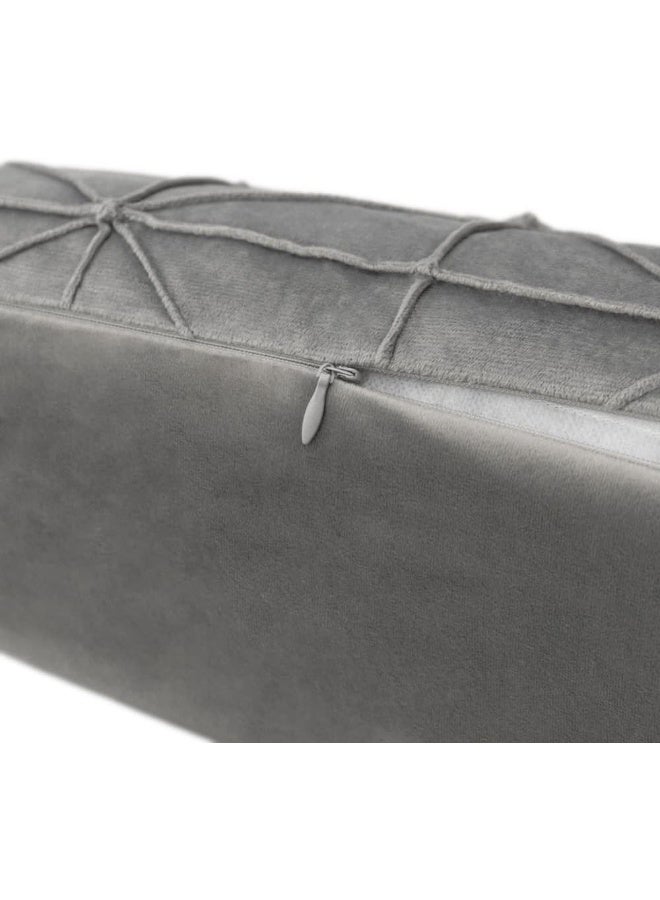 JWH Velvet Throw Pillow Cover Decorative Geometric Pillow Case Soft Pillowcase Plush Cushion for Bed Couch Bedroom Car Light Gray 14x24 Inch - Image 4