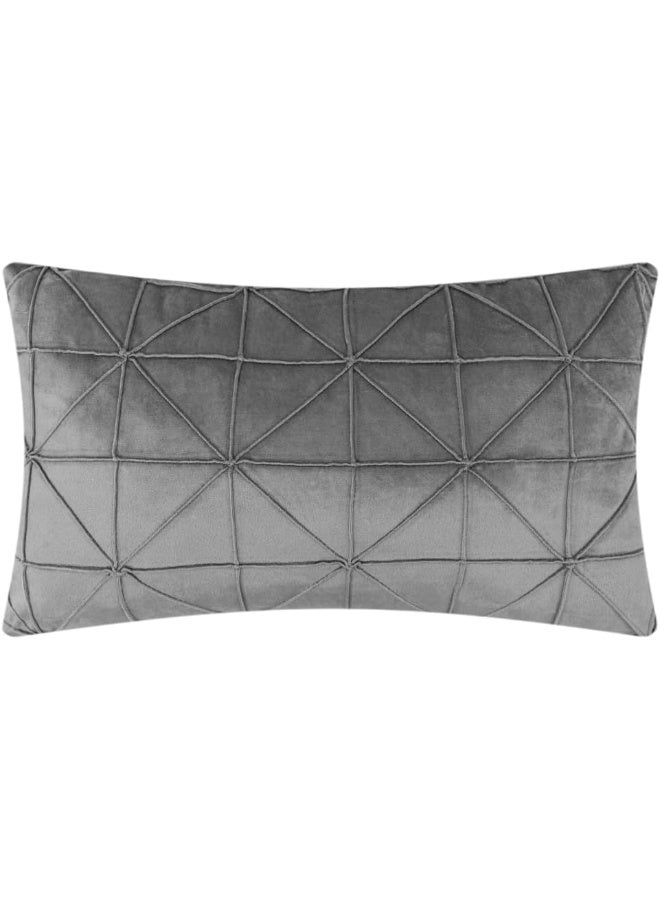 JWH Velvet Throw Pillow Cover Decorative Geometric Pillow Case Soft Pillowcase Plush Cushion for Bed Couch Bedroom Car Light Gray 14x24 Inch - Image 3