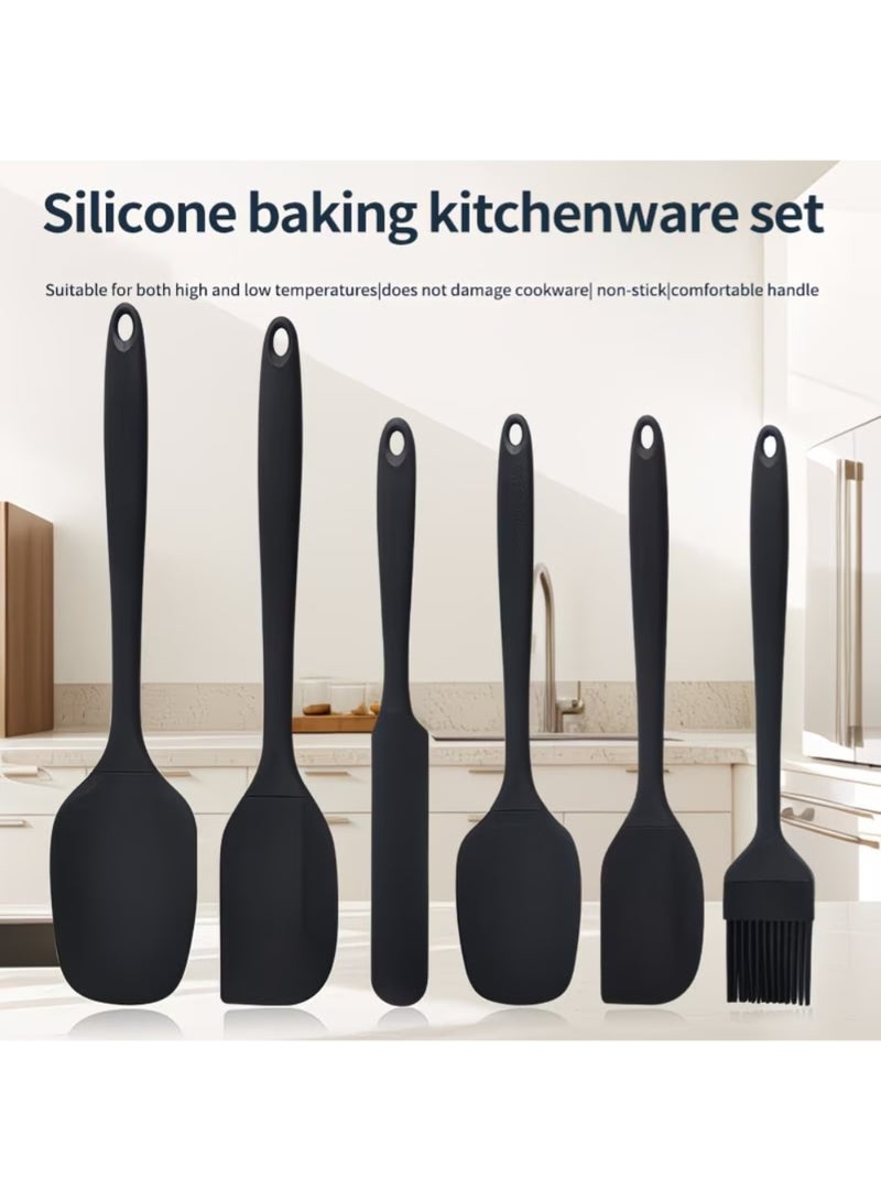 ZedAura Silicone Spatula Set, 6 Pieces Food Grade Kitchen Utensils with Silicone Brush Heat Resistant BPA-free Rubber Spatula for Scraping, Baking, Cooking, Mixing - Image 3