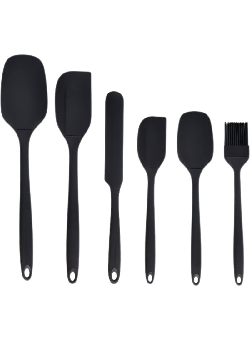 ZedAura Silicone Spatula Set, 6 Pieces Food Grade Kitchen Utensils with Silicone Brush Heat Resistant BPA-free Rubber Spatula for Scraping, Baking, Cooking, Mixing - Image 1