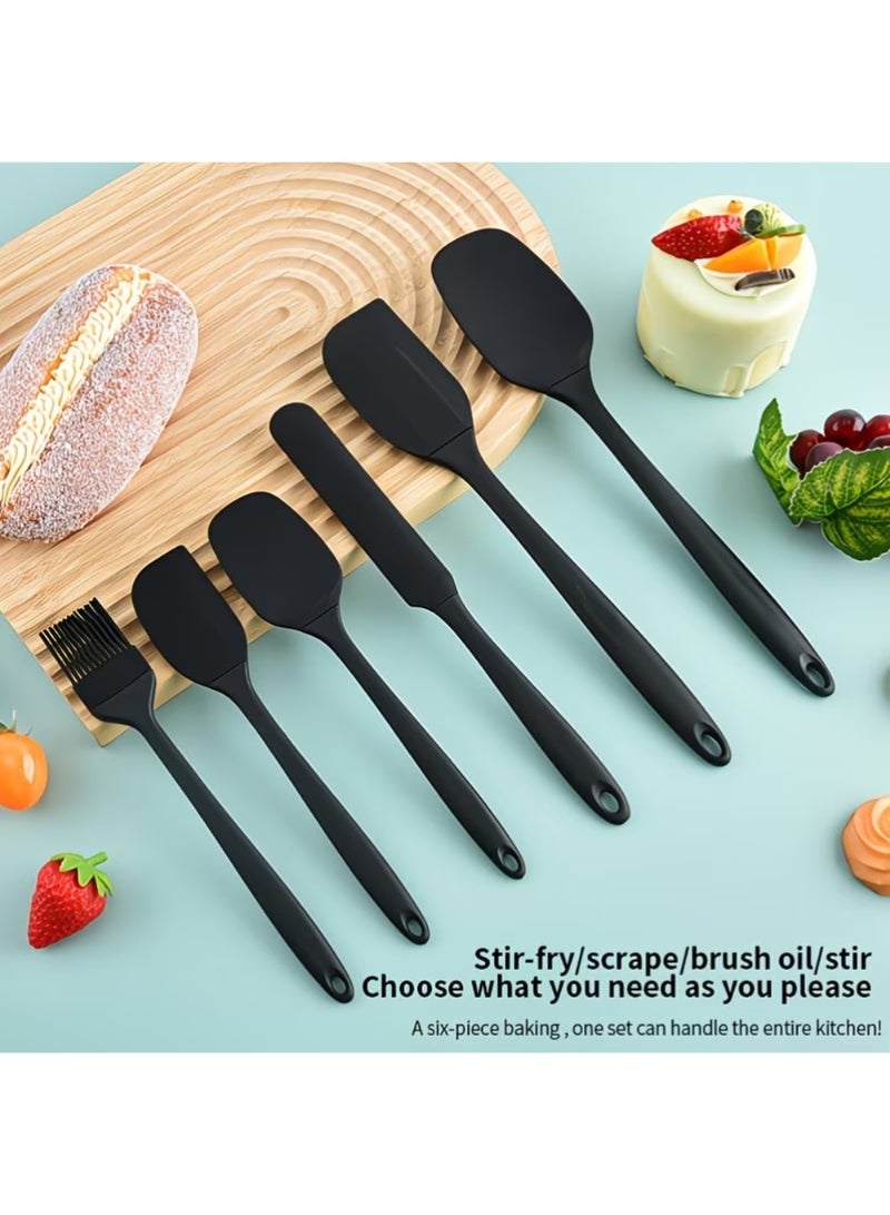 ZedAura Silicone Spatula Set, 6 Pieces Food Grade Kitchen Utensils with Silicone Brush Heat Resistant BPA-free Rubber Spatula for Scraping, Baking, Cooking, Mixing - Image 4
