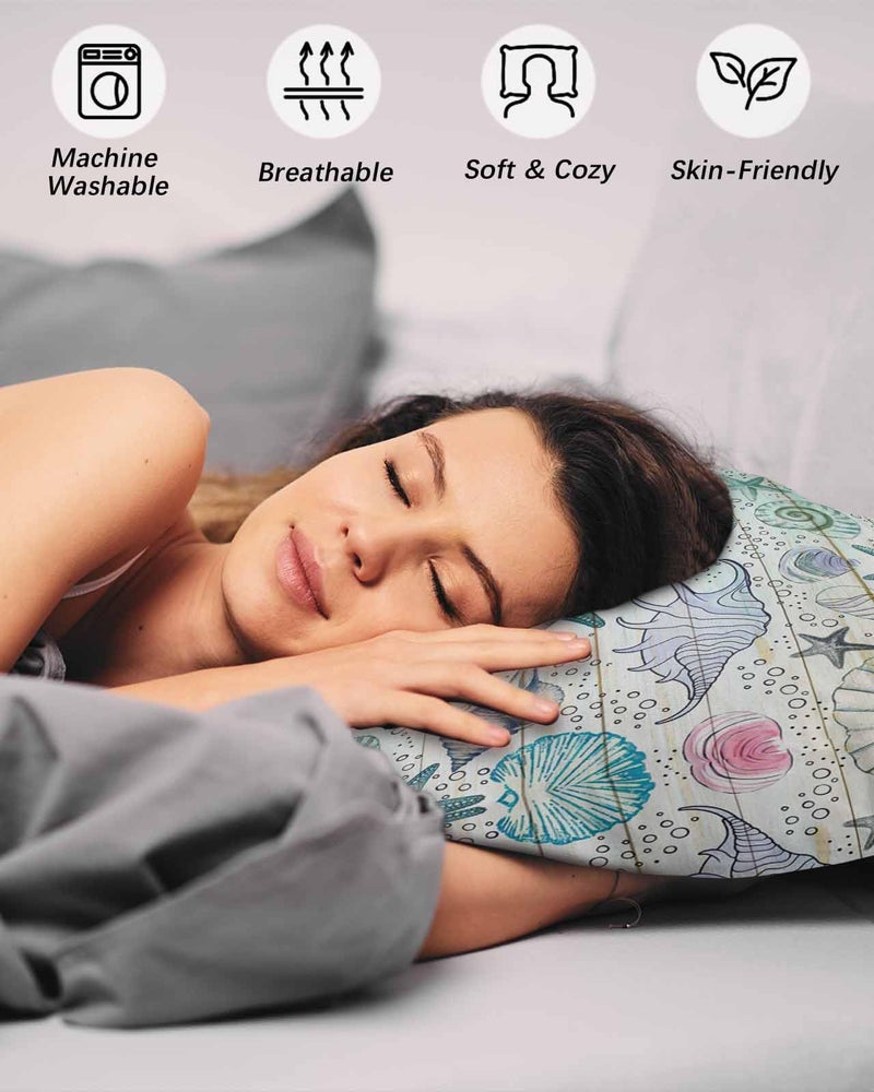 Medium Aquamarine Queen Pillow Cases Set of 2 Microfiber Decorative Lumbar Covers 20x30 Inches - Image 5