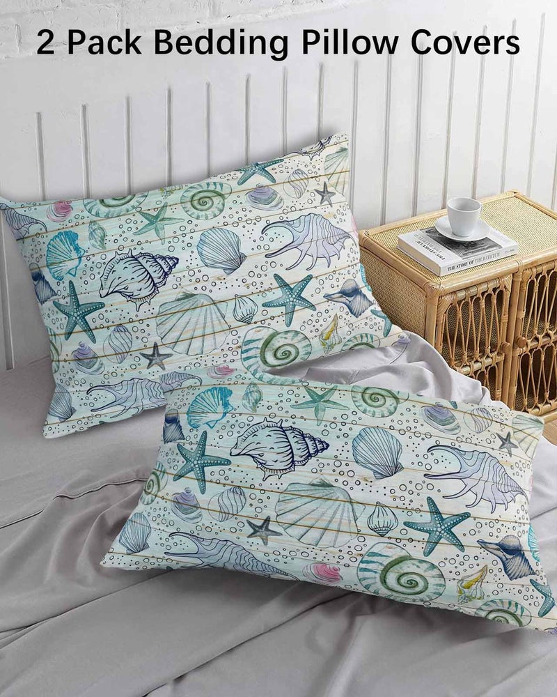 Medium Aquamarine Queen Pillow Cases Set of 2 Microfiber Decorative Lumbar Covers 20x30 Inches - Image 4