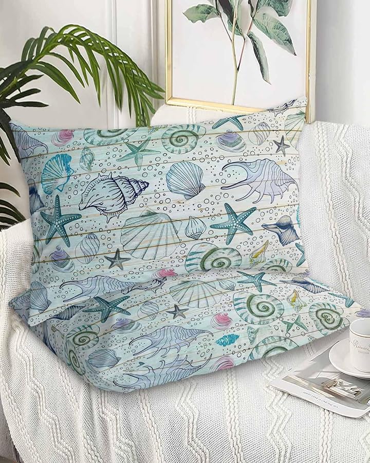 Medium Aquamarine Queen Pillow Cases Set of 2 Microfiber Decorative Lumbar Covers 20x30 Inches - Image 1