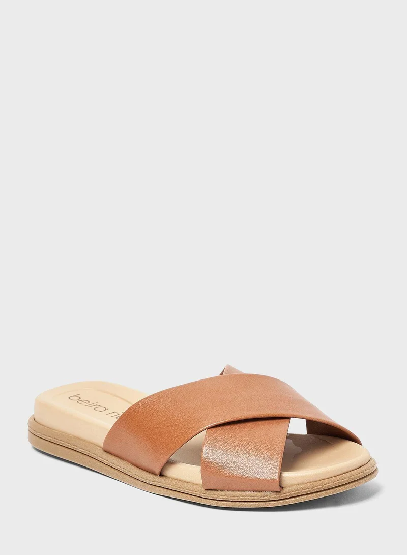 Beira Rio Cross Strap Flat Sandals