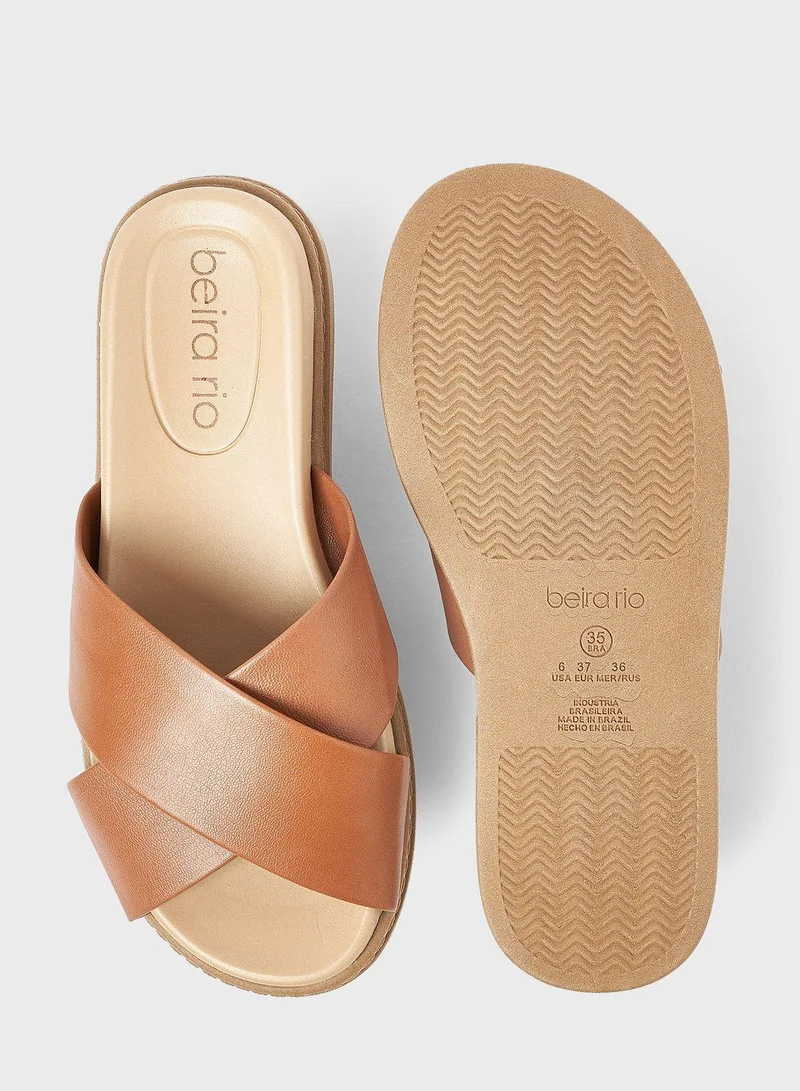 Beira Rio Cross Strap Flat Sandals