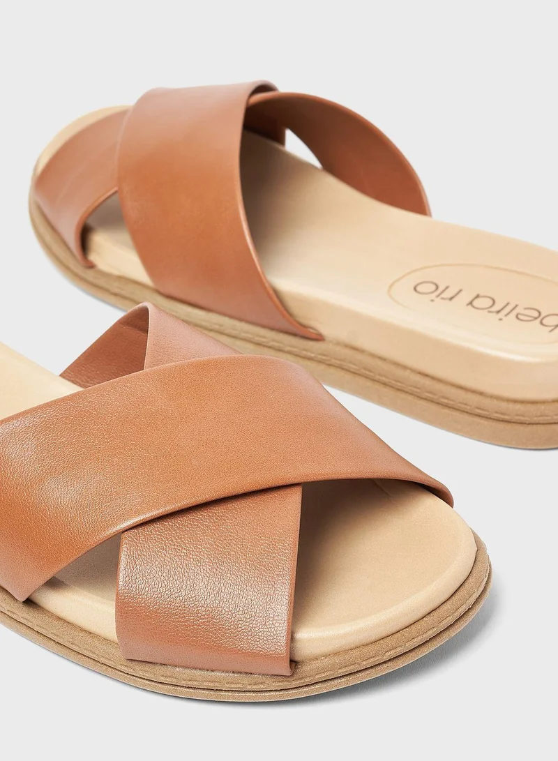 Beira Rio Cross Strap Flat Sandals