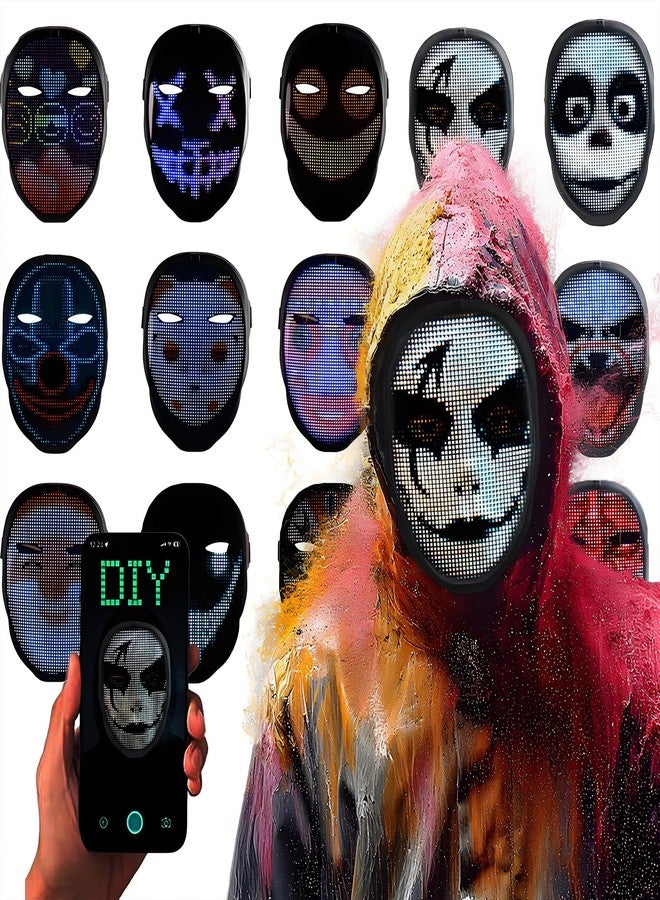JDBMAOYE Led Mask With App Control,Lighted Up Mask With Gesture Sensing,Led Halloween Mask For Halloween Costume,Masquerade,Cosplay Party - Image 1