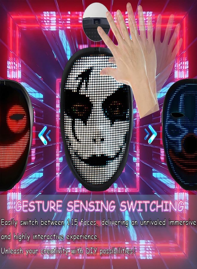 JDBMAOYE Led Mask With App Control,Lighted Up Mask With Gesture Sensing,Led Halloween Mask For Halloween Costume,Masquerade,Cosplay Party - Image 3