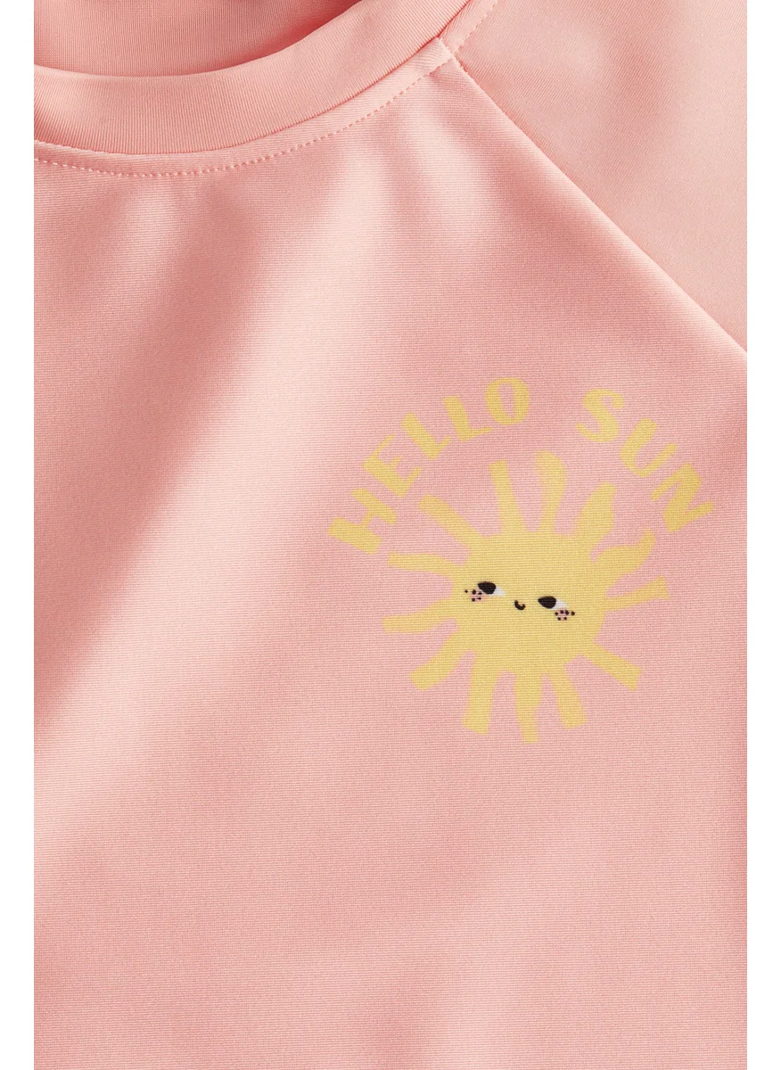 H&M Upf 50 Motif-Detail Swim Top