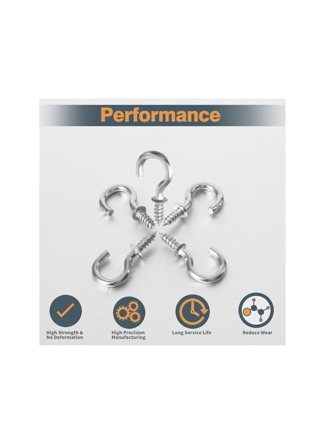 promass 50Pcs 1/2 Inch Cup Hooks, Silver Ceiling Hooks Small Screw-in Hooks Metal Screw Hooks Nickel Plated Hooks - Image 3