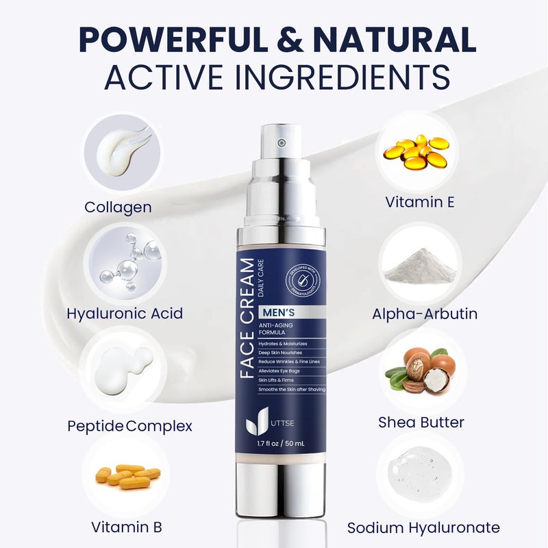 Uttse 6-in-1 Mens Face Moisturizer: Face Cream for Men - Reduce the Look of Eye Bags, Dark Circles, and Puffiness - Skin Care for Men - 1.7 fl oz - Made in Korea - Image 5