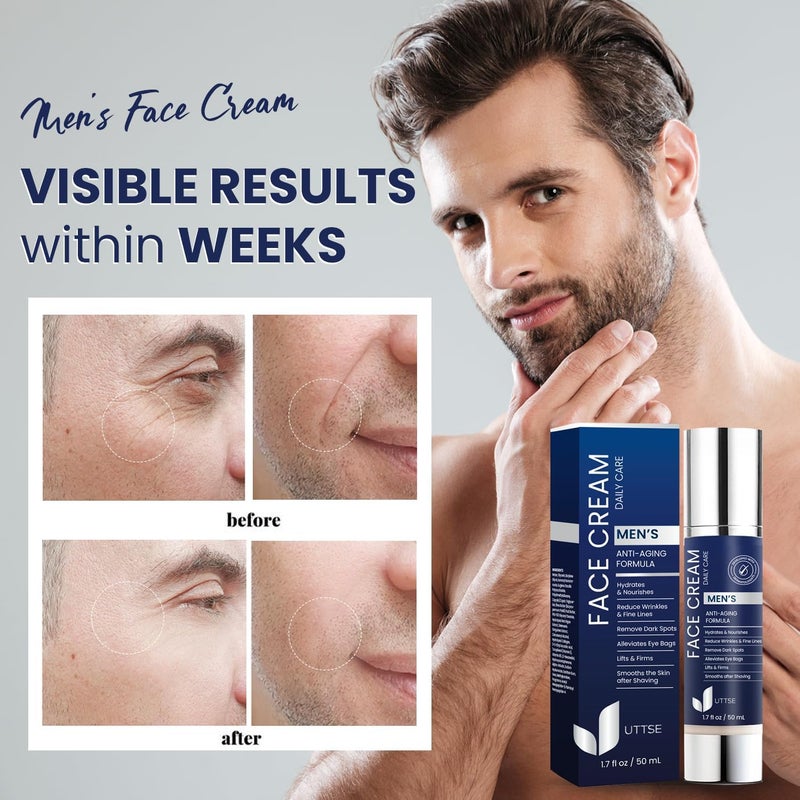 Uttse 6-in-1 Mens Face Moisturizer: Face Cream for Men - Reduce the Look of Eye Bags, Dark Circles, and Puffiness - Skin Care for Men - 1.7 fl oz - Made in Korea - Image 3