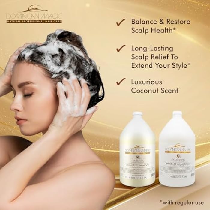 Dominican Magic Coconut Detangler Shampoo and Conditioner - Natural Hydrating Shampoo and Conditioner with Coconut Oil and Aloe Vera for Dry Hair, (1 Gal x 2) - Image 3
