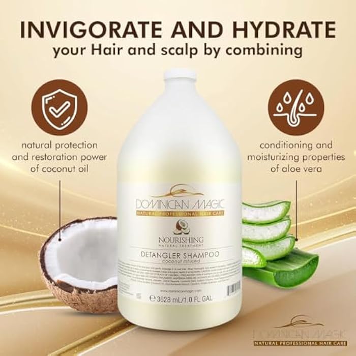 Dominican Magic Coconut Detangler Shampoo and Conditioner - Natural Hydrating Shampoo and Conditioner with Coconut Oil and Aloe Vera for Dry Hair, (1 Gal x 2) - Image 4