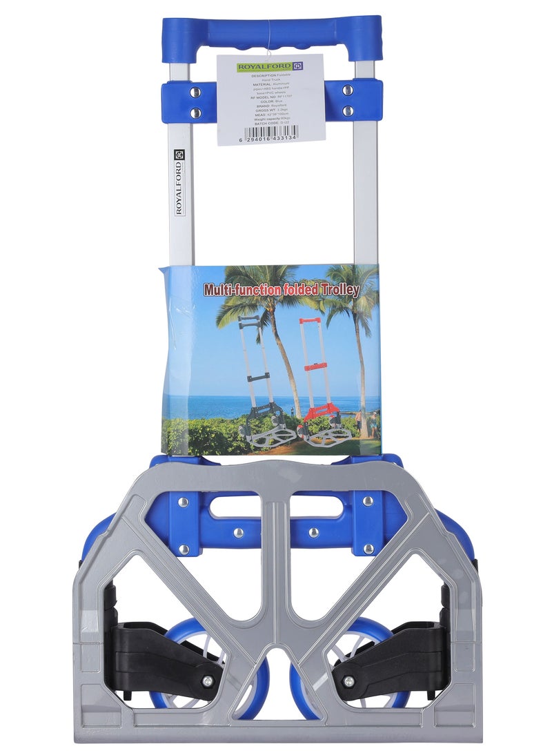 Royalford Foldable Hand Truck- RF11707| 80 KG Maximum Capacity, Multi-Purpose Utility Hand Truck With Expandable Handles, Bungee Cord And Two Wheels| Durable, Portable And Stylish Aluminum Pipes With ABS Handle - Image 3